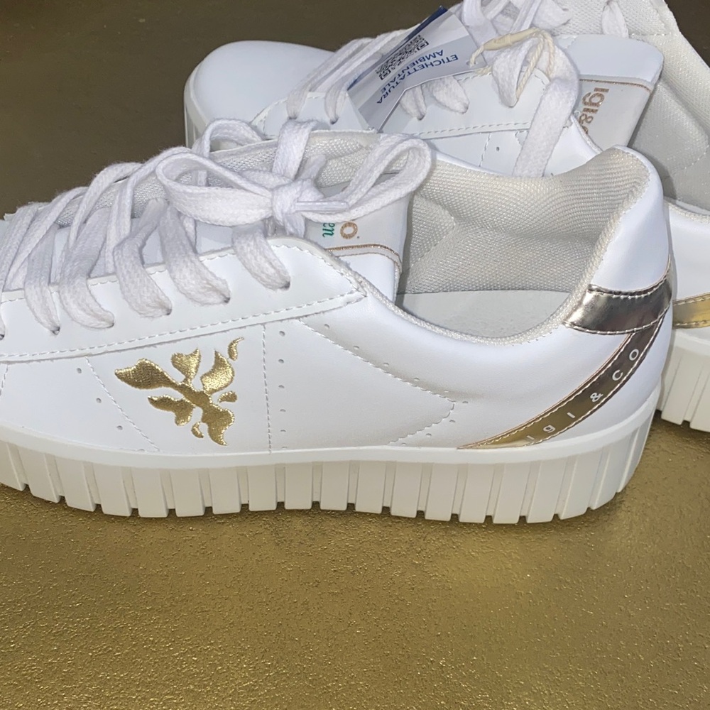 New! IGI & Co. - Italian White and Gold‎ Women's Sneakers Size 39 - Picture 4 of 5